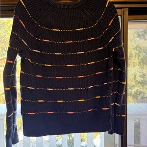 Striped Black Sweater - Women's Crew Neck